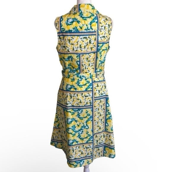 Chloe+Rene Lemon Print Retro 70s Style Fit and Flare Poplin Midi Sundress Sz S - Picture 10 of 16